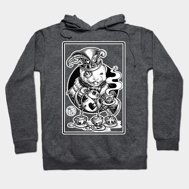 Mad Hatter Tea Party Ferret Hoodie by Nat Ewert Art